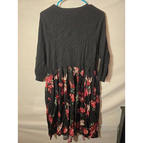 Torrid Plus Size 1 1X Black Romantic Floral Fit & Flare Whimsygoth Dress Pockets - Picture 5 of 5
